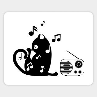 Yoga kitty and radio for Inktober Magnet